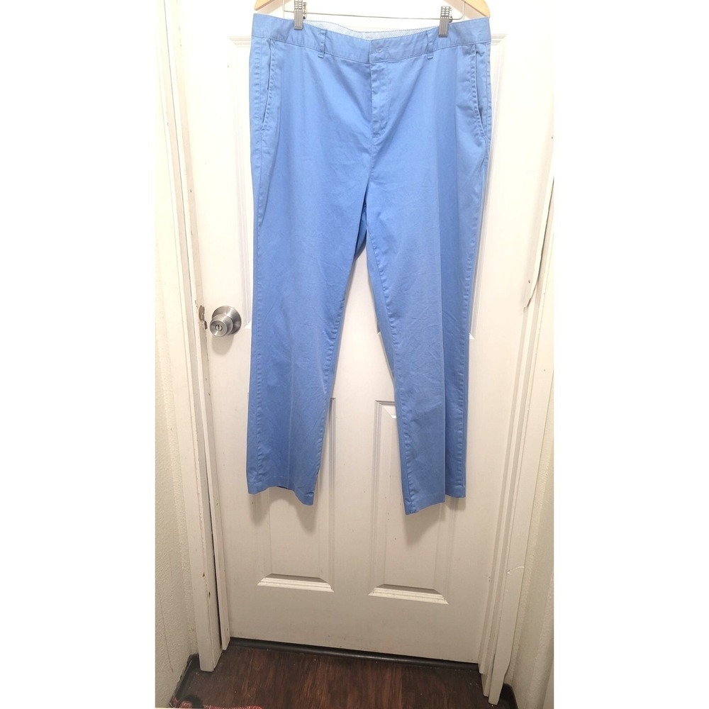 L.L.Bean Favorite Fit Chino Pants Womens 18 MT Blue Straight Leg‎ Casual Cotton